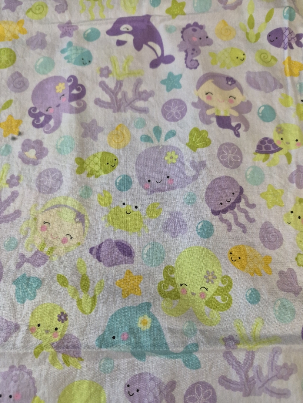 Under the Sea Doodlebug Fabric 33x40" Mermaid Ocean HTF